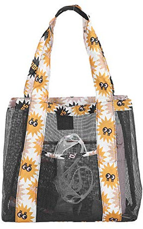 XINCHIA Mesh Beach Tote Bag Waterproof Mesh Folding Shoulder Bag Reusable Shopping Sand Toys Storage Multi-functional Carry Net Organiser for Family Holiday Picnic Swimming Pool Grocery Organizer