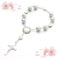 Floatdream Kreuz Christian Rosenkranz Armband, Kreuz Christian Armband, Kreuzperlenarmband, für Geburtstage, Konfirmationen, Kommunionen, Taufen, Partys (Weiß)