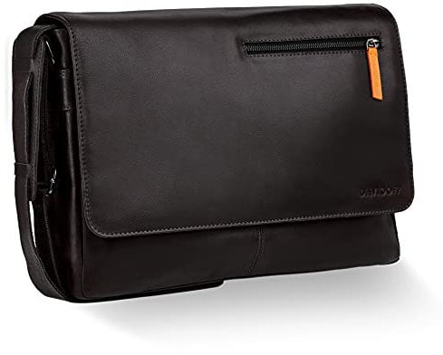 DAVIDOFF ESSENTIALS Herren Umhängetasche Schwarz – hochwertige Schultertasche aus feinem Leder – moderne Messenger Bag mit Magnetverschluss