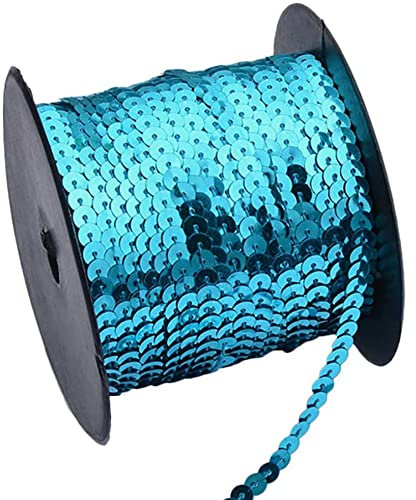 Anawakia Paillettenband 90 m Farbiges Pailletten Band 6 mm Breites Bortenband Glänzende Paillettenbänder für DIY Handwerk Bastelprojekte Tanzbekleidungen Armband Dekorationen (Helles Blau)