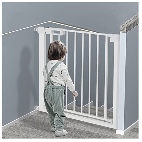 JIAYING Treppenschutzgitter for Hunde, 61-68cm Breite Metallschutzgitter, 76cm Hoher Haustierzaun mit Alarm, for Türen Und Flure (Color : White, Size : Upgrade)