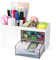 MDHAND Büro Schreibtisch Organizer, Desk Organizer mit 3 Fächer und 2 kleine Schubladen, Bürobedarf und Schreibtisch-Accessoires, Büro Organizer von für Jungen, Mädchen und Kinder, Weiß