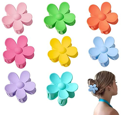 8 Stück Haarspange Blume, Blumen Haarspange, Haarklammer Blume, Flower Hair Clip, Blume Haarklammer Groß, Haarklammern Blumen, Blumenplastik Haarclips, für Damen Mädchen Haarschmuck