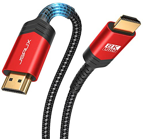 JSAUX HDMI Kabel 15Meter, Lange Faseroptisches HDMI 2.1 Kabel 8k Highspeed 48Gbps 8K@60Hz, 4K@120Hz, UHD HDR 10+, eARC, Dolby Vision, 3D, VRR, Kompatibel mit PS4, PS5, 8K Gaming, TV, Blu-ray-Player