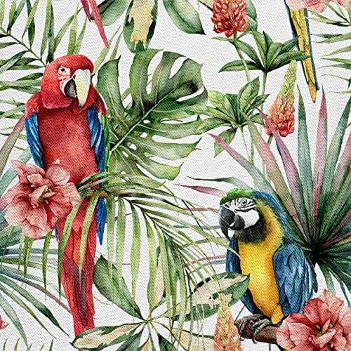 HEKO PANELS Oxford Stoff Papageien Blätter Wasserdichte Meterware Canvas-Stoff Polyester Stoff Zum Nähen Nähstoffe Dekostoffe Wasserabweisend Blickdicht 2 Meter 155 x 200 cm, DR025/2mb