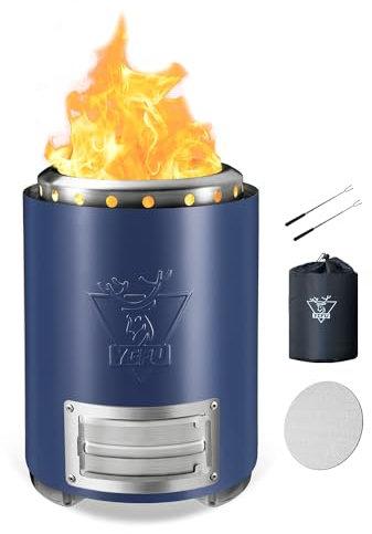 YEFU Braciere da tavolo, diametro 18 cm, controllo dell'intensità della fiamma, fornello da campeggio per esterni e patio, alimentato da pellet o legno, mini braciere a combustione sicura, con borsa