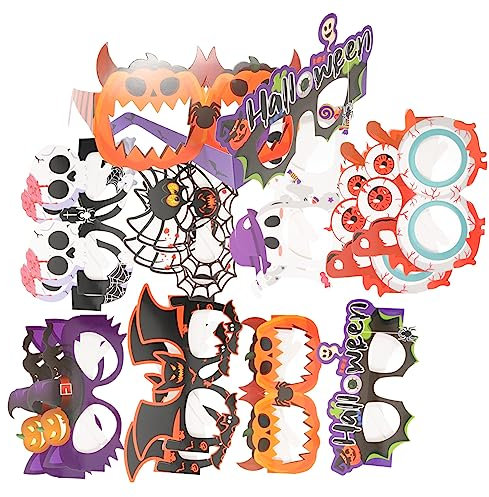 Abaodam 16st Gruselige Halloween-brille Halloween-dekoration Zubehör Für Die Halloween-fotografie Zombie-augapfel-brille Lustige Brille Lustige Halloween-brille Kleidung Papier Schädel