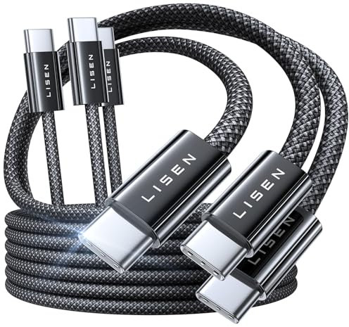 LISEN USB C Kabel 100w 3 Stück [1M+2M+2M] USB C auf USB C Kabel, USB-C auf USB-C Nylon-Geflecht Schnell Ladekabel C auf C für iPhone16 pro iPad Pro MacBook Air, Samsung Galaxy S24, Laptops