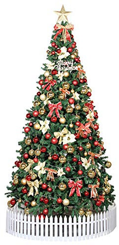 WolFum Künstlicher Weihnachtsbaum aus Fichte, vordekoriert für Party, Zuhause, Büro, Geschäft, Klassenzimmer, einfache Montage, Metallständer, grün, 6,9 Fuß (210 cm), das Neue