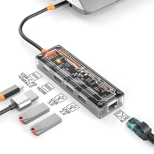 HUB USB C, Docking Station USB C, con Ethernet RJ45, HDMI 4K, PD 100W, USB 3.0/2.0, 5 en 1 Dock Station USB C, Adaptador Multipuerto USB Compatible con Macbook Pro y Otros Dispositivos Tipo C