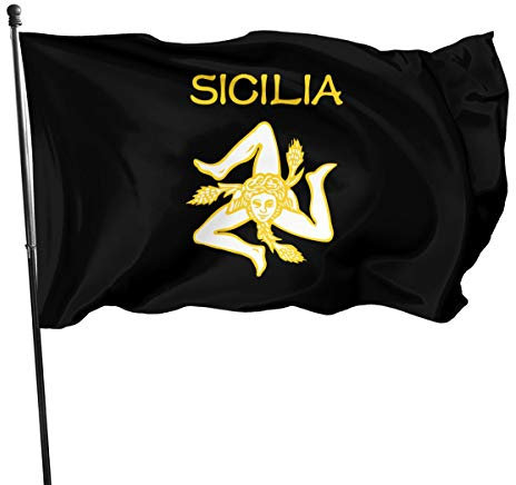 Bandiere Bandiere Siciliane Trinacria Sicilia Monostrato Traslucido Doppia Cucitura Striscioni Di Bunting Poliestere Bandiere Da Giardino Per Conferenza Interno Esterno 90X150cm