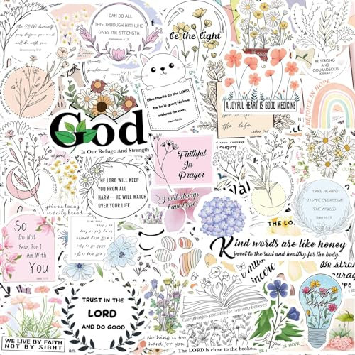 Kryzalite 150 Stück inspirierte Bibelvers-Aufkleber, Blüten-Aufkleber, perfekt für Wasserflaschen, Laptops, Scrapbooking-Aufkleber, Bibel-Tagebuch-Zubehör
