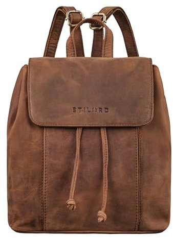 STILORD 'Beatrix' Rucksack Damen Klein Leder Rucksäcke Elegant Cityrucksack Vintage Backpack Frauen Umhängetasche Casual Daypack Echtleder, Farbe:sepia - braun