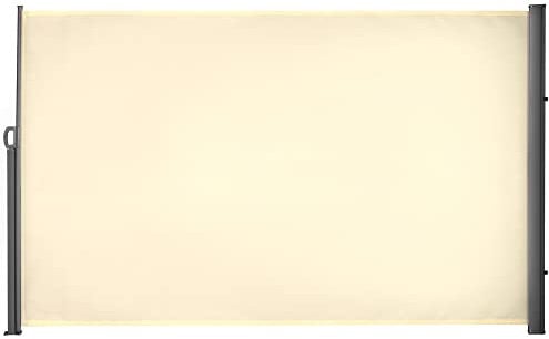 Outsunny Toldo Lateral Retráctil 300x180 cm Pantalla Enrollable Mampara de Privacidad Impermeable y Anti-UV Protege la Privacidad para Jardín Balcón Terraza Crema