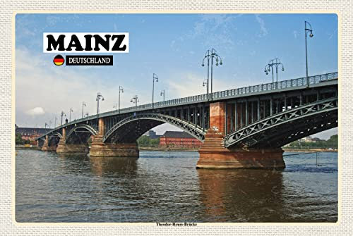 DekoDrom® Blechschild 20x30 cm Mainz Theodor-Heuss-Brücke Wand Deko Bar Kneipe Cafe Sammler Geschenk