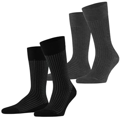 ESPRIT Herren Socken Illusional Grid Multipack M So Baumwolle gemustert 2 Paar, Mehrfarbig Black Grey 0050, 43-46