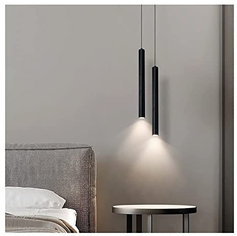 Modern Pendelleuchte Zylindrischer Kronleuchter mit langem Rohr, moderne, minimalistische, kleine Pendelleuchte, nordische, verstellbare Deckenaufhängung, Leuchte for Schlafzimmer, Nachttisch, Wohnzim