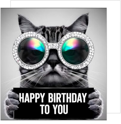 Edition Seidel Premium quadratische Geburtstagskarte mit Umschlag. Glückwunschkarte Happy Birthday Billet Tier Karte für Frau Mann coole Katze Sonnenbrille lustig Humor (GQ298 SW024)