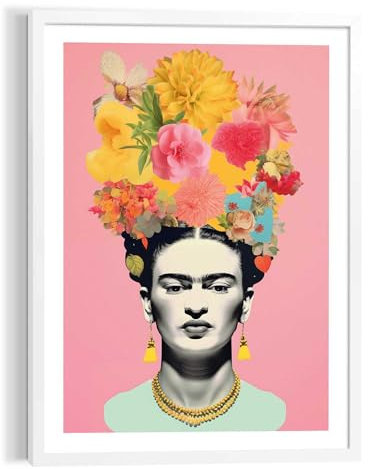 REINDERS Gerahmtes Bild, Frida Kahlo - Blumen, Wohnzimmer, Wandbild, Wanddeko, Poster, MDF, Mehrfarbig, 70x50cm