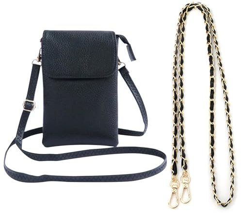 TYXHXTF Handytasche zum Umhängen Damen, Handy Umhängetasche, Kleine Schultertasche Schwarz für Frauen mit Verstellbar Abnehmbar Schultergurt und Schlüsselanhänger