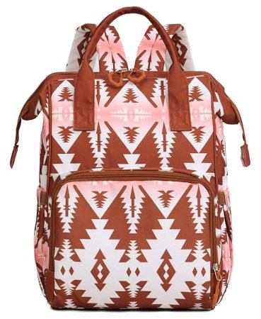 Lmbabter Wickeltasche, Rucksack für Damen, Bohemia-Stil, multifunktionale Wickeltasche, Braun, Large, Wickeltasche, Rucksack