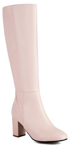 ZZQCCHL Damen Lange Stiefel mit seitlichem Reißverschluss Herbst/Winter Lackleder mit Blockabsatz Dehnbare mittelhohe Kalbsstiefel Kniehohe Stiefel mit hohen Absätzen