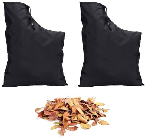 Replacement Leaf Blower Bag for Garden Vacuums, Oxford Fabric Leaf Collection Bag with Adjustable Drawstring & Zippered Bottom, 2-Pack Compatible with Outdoor Leaf Blowers and Shredder Accessories
