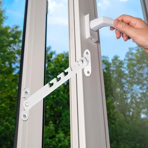 Window Locks Child Safety Window Restrictors for Upvc Cat Window Guard Window Protection Latch Child Patio Bedroom Door Stay Hold Open(16.5cm White)