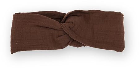 hutch&putch Premium Musselin-Stirnband für Damen - Haarband aus 100% Bio-Baumwolle - weiches Haarband mit Gummizug - Boho Stirnband mit starkem Halt ohne Knickstelle - 4 Jahreszeiten (Dunkelbraun)
