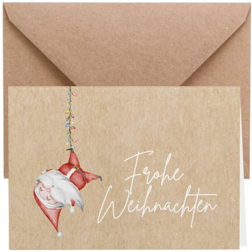 ZETTMANN® 20er Premium Weihnachtskarten mit Umschlag Set - 10 Weihnachtskarten und 10 Umschläge für Weihnachtskarte Klappkarten (Kraftpapier - Look)