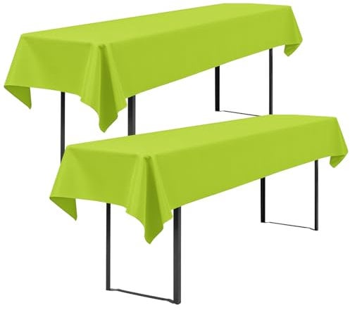 Showgeous 2 Stück Biertisch Tischdecke universal für 50cm u.70cm Biertische Hussen für Biertisch Biertischhussen Biertisch-Husse Bierzeltgarnitur Rechteckige Tischdecken Waschbar 100x250cm(Fruchtgrün)