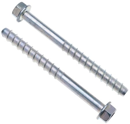 M10 Perno de anclaje para hormigón, tornillo autorroscante rosca gruesa, cabeza hexagonal, acero galvanizado (12.5 mm x 120 mm) Fijación metálica para ladrillo, piedra y hormigón (10 uds.)