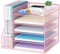 Marbrasse Organizador de Escritorio,5 Niveles Malla Papel Organizador, Archivo Estantería para Oficina Casa Accesorios(Rosa)