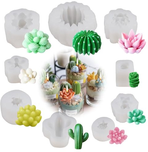 9 Pezzi Stampi In Silicone Per Candele, Stampi In Silicone Per Piante Grass, Resistente al Calore, Facile da Rilasciare, Senza BPA per Artigianato, Candela Profumata, Sapone, Cioccolato Eccetera