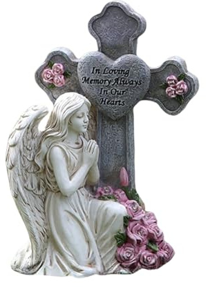 Pcingsia Statues de Jardin pour l'extérieur – Figurines d'ange pour Jardin avec lumière Solaire, cimetière funéraire pour extérieur, Cour, pelouse, terrasse