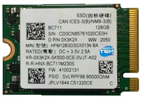 SIMPLETEK - SSD interno M.2 2230 128GB NVMe PCIe 3.0 x4 de alto rendimiento con memoria 3D TLC y HMB para portátiles ultracompactos (Reacondicionado)