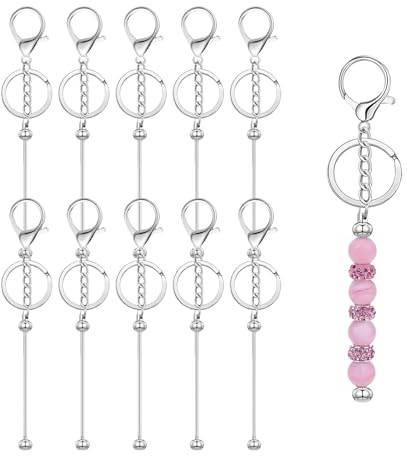 GmwyCzV 10 Pièces Barres de Porte Clés Perles, Argenté Porte-Clés Métalliques Vierges, Accessoires de Portes-Cléss DIY, Portes Cléss en Perles en Vrac Bricolage, pour Créatifs, Fabrication de Bijoux