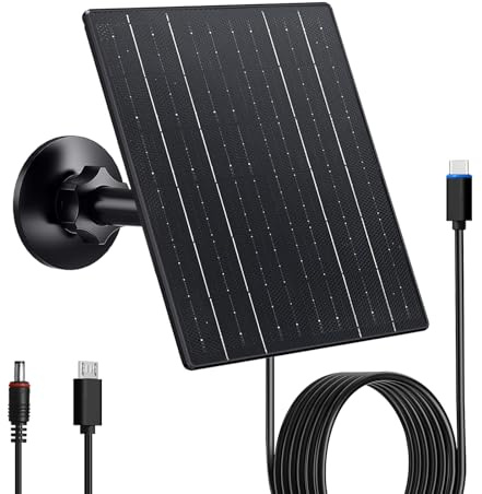 Zivif Panneau solaire 10 W pour caméras de sécurité avec USB-C/USB/DC 5,5 x 2,1 mm Prot