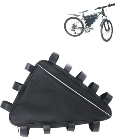COZIIESKE 1680D Waterproof E-Bike Triangle Battery Bag for 36V-72V Bike Frame,Rigid Plates Stop sag,Fits 39x26x8/49x46x11cm Battery Packs,3-Strap Mount for Trails