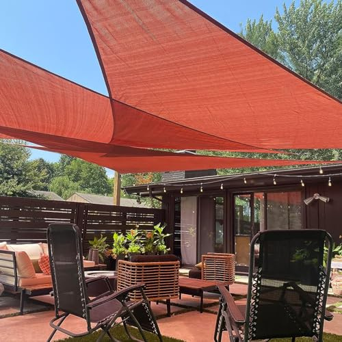LOVE STORY 12' x 12' x 12' Triangle Terra Red Sun Shade Sail Canopy UV Block for Outdoor Patio Garden Backyard