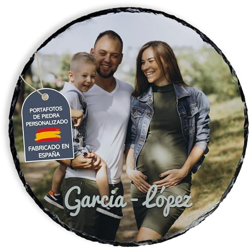 LolaPix Foto auf kundenspezifischem Schieferstein mit Foto, Bild oder Text. Ein einzigartiges, originelles und exklusives Geschenk. Verschiedene Größen und Formen erhältlich. RUNDE FORM 30x30cm