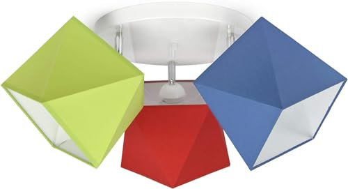 FKL DESIGN Home Deco Deckenleuchte Deckenlampe Kinderleuchte Kinderlampe Leuchte Lampe mehrfarbig Stern Metall 230V (N149-G3 Glatt, Rot-Grün-Blau)