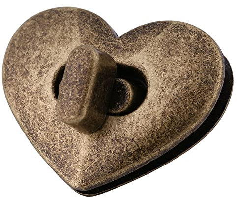 Twist Lock, 2Colors 5 Sets Small Love Herzförmiger Metallverschluss Drehen Sie Schloss Tiny Gepäck Box Vorhängeschloss(Bronze)