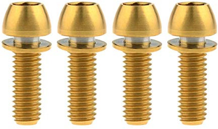 Ruifu M6 Titan-Innensechskantschrauben mit Unterlegscheiben für Fahrrad, Motorrad, 18, 20 mm (4 Stück) (Gold, M6 x 18 mm)