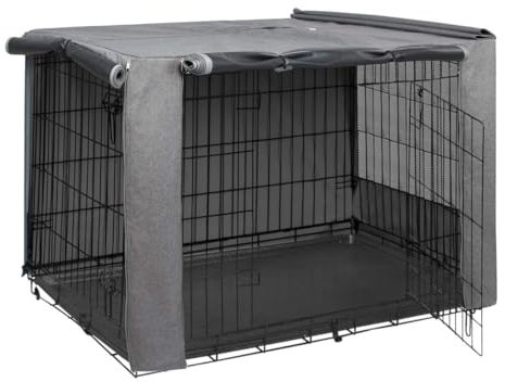 HiCaptain Folding Metal Dog Crate Cover for 30 Inch Wire Pet Cage(Two-Tone Gray)