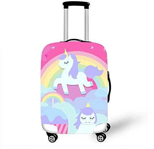 Fansu Housse de Valise Licorne, Elastique Universelle Polyester en Épaissie Tissu Couverture Protection Souple pour Bagage Luggage Trolley Case Cover de 18 à 28 Pouces (Arc en Ciel,M(22-24in))