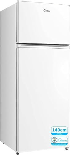 Midea Frigorífico 2 puertas pequeño 143 alto x 55 cm ancho con Capacidad 204L - Nevera Pequeña combi Low Frost de Bajo Consumo con Congelador Vertical 41L - Fridge con Zona Fresh y Regulador
