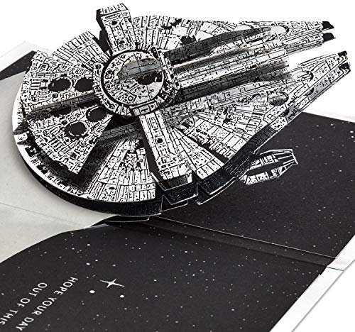 Hallmark Signature Paper Wonder Star Wars Pop-Up-Karte für Vatertag oder Geburtstag (Millennium Falcon)