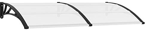 vidaXL Türvordach Haustürdach Haustür Überdachung Türdach Pultvordach Vordach Haustürvordach Schwarz Transparent 200x80cm PC Aluminiumstab