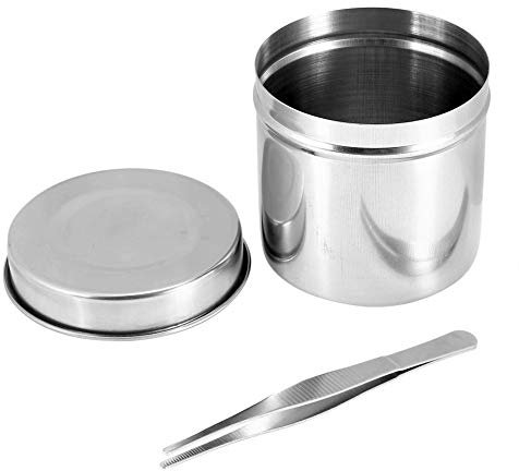 Edelstahl-Desinfektionsglas mit Pinzette, Sterilisationstank Sterilisationsbehälter Alkoholbox Desinfektionsbehälter Maniküre-Werkzeuge Desinfektionsglas für Hochtemperatursterilisieren( 10cm)